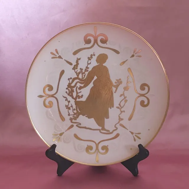 Vintage Italian Porcelain Plate with 24K Gold Trim