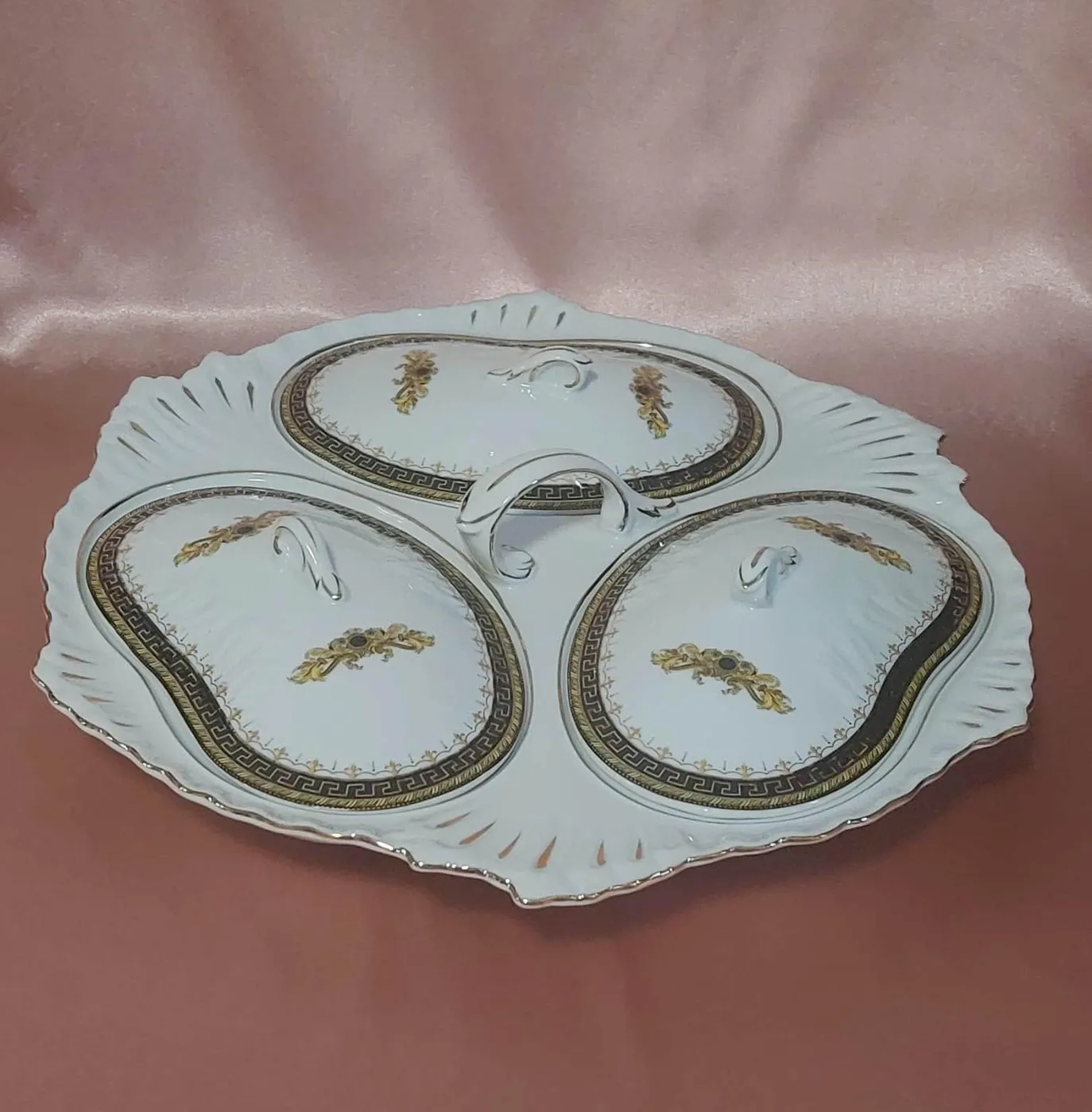 Rare Royal Brocade fine porcelain covered dish (GV-028)