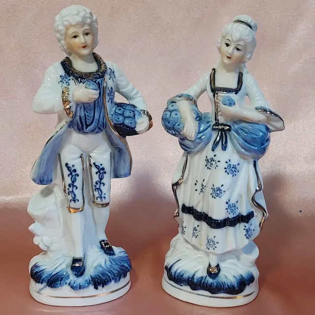 Vintage Porcelain Couple Figurines Japan