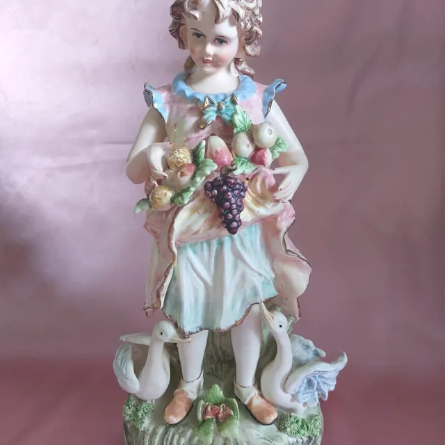 Rare Large Vintage ESD Japan Porcelain Girl Figurine