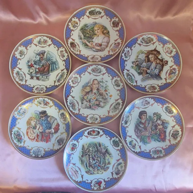 Set of 7 Limited Edition Limoges Fairy Tale Plates by